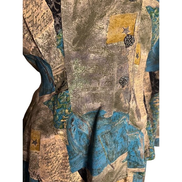 Vintage Carole Little Petites Skirt Blouse size 4 patchwork design Boho - Picture 15 of 16